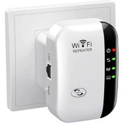 Resim WiFi Genişletici - 300Mbps, Derin Nüfuzlu Güçlü Sinyal Yükseltici, 35 Cihaza Kadar Destekler, Kolay Tek Dokunuş Ayarı, Ev, Ofis ve Kafe Kullanımı için Dahili Ethernet Bağlantı Noktası 
