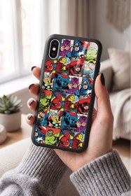 Resim Snacase Apple iPhone X / Xs Uyumlu Süper Kahramanlar Tasarımlı Glossy Premium Kılıf 