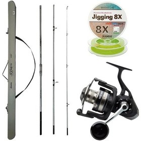 Resim Yekoutdoor Profesyonel Olta Seti Okuma Azores Surf 430cm 3 Parça Surf Kamışı&savage Gear Sgs8 8000 Fd 8+1bb Olta Makinesi 