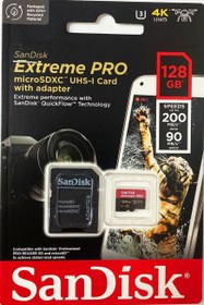 Resim Sandisk 128GB Micro SDXC UHS-1 Pro 200MB/s Hafıza Kartı 