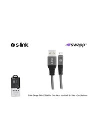 Resim S-Link Swapp Sw-Kc61Mg 1M 2.4A Micro Usb Kılıflı Gri Data + Şarj 