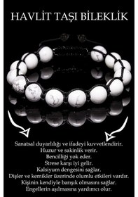 Resim Sertifikalı Gerçek Havlit Taşı Bileklik - Makrome Çok Renkli 