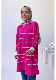 Resim Kahijab Bisiklet Yaka Çizgili Merserize Tunik - Fuşya 