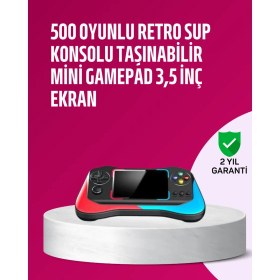 Resim 500 Oyunlu 3,5” Elde Taşınabilir Mini Oyun Konsolu - Şarjlı, Tv Bağlantılı Dinç Store 