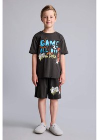 Resim Defacto Regular Fıt Baskılı 2li Antrasit Pijama Takımı Erkek Çocuk H5400a826hsar220 Antrasit-ar220 
