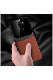 Resim Zebana Xiaomi Redmi Note 8 Pro Uyumlu Kılıf Lens Deri Kılıf Kahverengi 