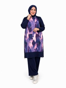 Resim Kadın Büyük Beden Model Kumaş 2'li Takım - Kahverengi / XL 