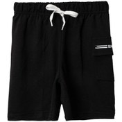 Resim Penye Kargo Cepli Şort Siyah 