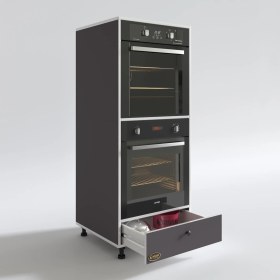 Resim Kenzlife fırın dolabı naime gri 145*60*56 mutfak çekmeceli ayaklı banyo kiler ofis 