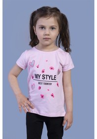 Resim Toontoy Kids Toontoy Kız Çocuk Kalp Baskılı Tişört Açık Pembe 