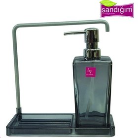 Resim Primanova Luna Havlu Askılı Mutfak Sıvı Sabunluk Şeffaf Siyah 