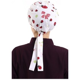 Resim Uğur Böceği Tesettür Desenli Cerrahi Bone - Tesettür Doktor Hemşi-Standart-4204 Uğurböceği 
