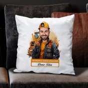 Resim Karikatürlü En İyi Erkek Dozer Operatörü Yastık 