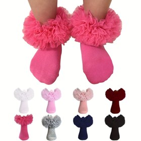 Resim Kız Çocukları İçin Ruffled Ankle Çorapları - Yumuşak Pembe Prenses Dans Çorapları, Çiçek Desenli Dantel Detaylı, Nefes Alabilen Örgü Kumaş, Gençler ve Gençler İçin, Tüm Mevsimler İçin Uygun, Gençler Çorapları, Eğlenceli Gençler Ayakkabıları, Dekoratif Dantel Detay, Rahat Uygunluk 