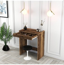 Resim Lizbon Mini Makyaj Masası - Ceviz / Ceviz 