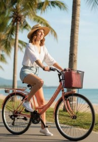 Resim Bisan Lotus Şehir Bisikleti 34 Cm V 24 Jant 21 Vites Mercan Beyaz 