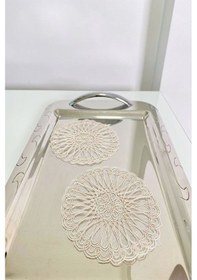 Resim 6 Adet Français Modern Krem Bardak Altlığı & Kokteyl Peçetesi Bej 