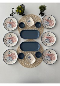Resim Keramika Takım Kahvaltı Blue Flowers 14 Parça 6 Kişilik 