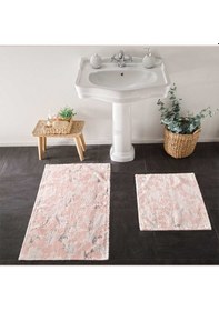 Resim Taç Banyo Paspas Takımı 2'li Pamuklu Flower Pudra 