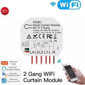 Resim Tuya Destekli Wifi Akıllı 2 Kanallı Panjur Stor Anahtarı 