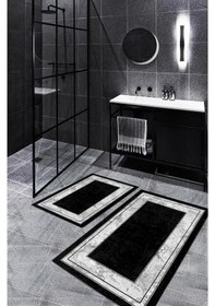 Resim Siyah-beyaz Kaymaz Taban Banyo Paspası Bb-118 çok renkli 