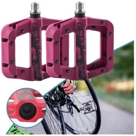 Resim Enlee Renkli Çivili Kaymaz Platform Pedal Mtb Rulmanlı Plastik Alüminyum Pedal Ultra Hafif Mor 