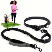 Resim Orta ve Büyük Boy Köpekler İçin Ayarlanabilir Eller Serbest Tasma - Yansıtıcı, Elastik Bungee ile Rahat Tutma Sapı, Dayanıklı Polyester, Eğitim, Yürüyüş, Koşu ve Koşu İçin İdeal - Sadece Elde Yıkama 