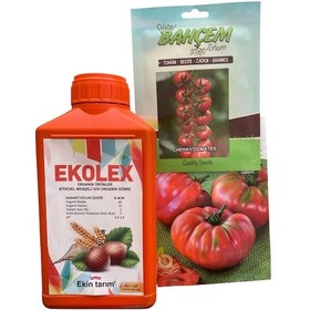 Resim Çoklu Set Ekolex Sıvı Bitkisel Menşeli Organik Gübre Köy Domatesi Tohumu Çeri Domates Tohumu 10gr 1.2 KG 