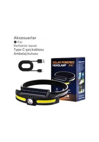 Resim Solar Şarjlı Su Geçirmez Kafa Feneri - Usb Şarjlı, 14500 Pil, Çift Işık Kaynağı Or-921 