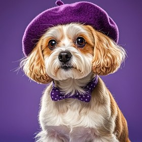 Resim 1'li Paket Saf Yün Köpek Beresi - Yumuşak ve Sıcacık Mor Evcil Hayvan Şapkası, Küçük & Ekstra Küçük Irklar İçin Rahat Kış İlkbahar Sonbahar Aksesuarı, Konforlu Tasarım ile Şık Köpek Bere 