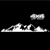 Resim 4x4 Off Road Dağ Desenli Pvc Araba Sticker - Sıcaklık Ve Suya Dayanıklı, 150x27cm + 44x17cm Boyutları 
