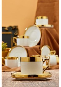Resim Cooker Gold Yaldızlı 6 Kişilik 220 Ml Porselen Duble Çay Ve Kahve Fincan Takımı Ckr3523 Çok Renkli 