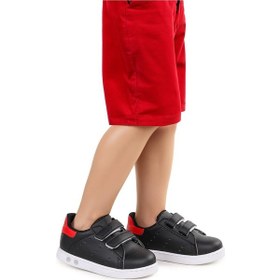 Resim Kiko Kids Oyo İlk Adım Bebe Cırtlı Işıklı Kız Bebek Spor Ayakkabı Siyah - Kırmızı 