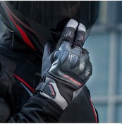 Resim Motosiklet Kışlık Eldiven Waterproof Oxford Ve Deri Kumaş Premium Motor Korumalı Eldiveni Red 