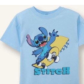 Resim DeFacto Disney Lilo & Stitch Regular Fit Kısa Kollu Tişört Erkek Bebek G9909A526SM 