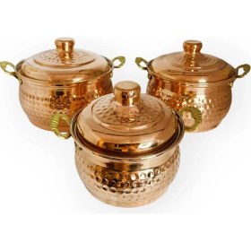 Resim Efemir Bakır Mini Güveç Tencere Seti 