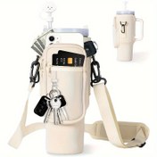 Resim 40oz Vakumlu İzole Su Şişesi Kılıfı, Tutacaklı Araç Bardaklık Kapağı, Termos Kapak, PVC Kauçuk Spor ve Doğa Yürüyüşü Mug Kılıfı 