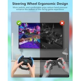 Resim Cekar Store Switch Steering Wheels For Nintendo Switch 2 Joycon Controllers, Switch 2 Racing Wheels For Mario Kart World/ 8 Deluxe, Switch Driving Wheel Grip For Joy-Con 2 Controller Accessories-Black (2 Pack) 