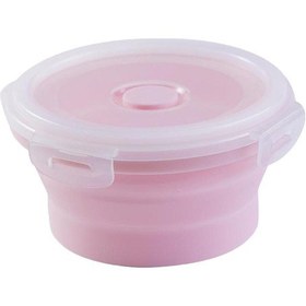 Resim Yuvarlak Gıda Kabı Depolama Katlanabilir Kamp Kase Mikrodalga Buzdolabı Xl 1200ml Pembe Çok Renkli 