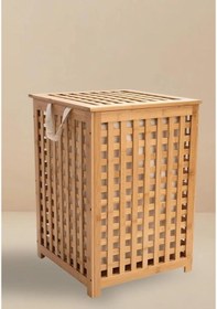 Resim Bambu Çamaşır Sepeti - Kirli Sepeti 45x45x62 Cm Kahverengi 