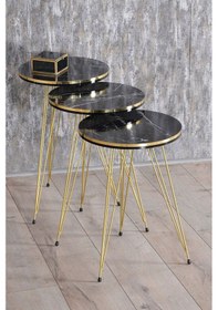 Resim Zigon Sehpa Ve Orta Sehpa Kr Set Çift Gold Bendir Tel Diğer 