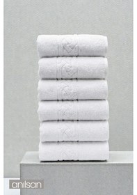 Resim 6'lı Rita El Havlusu - 50x90 Cm, 240gr, %100 Pamuk, Spa Ve Otel Havlusu, Günlük Kullanıma Uygun Beyaz 