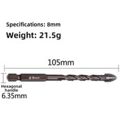 Resim Teltree 8mm Çift Uçlu Seramik Fırçalı Matkap Ucu - Hexagonal Saplı Duvar, Cam, Tuğla Delme Aleti 22g Tekli 