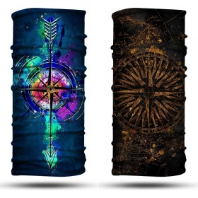 Resim Dair Aksesuar Desenli 2'li Set Boyunluk Bandana Outdoor Balaklava Yüz Maskesi Kafa Bandı 