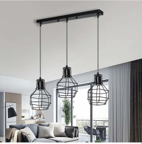 Resim Riolight Retro1,rustik,vintage Masa Üstü Siyah 3xe27 Duylu Kafes Siyah 