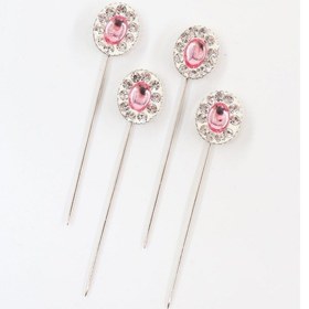 Resim Numetal 4lü Pembe Kristal Taşlı Eşarp İğnesi. Şal İğnesi. Türban İğnesi. Başörtü İğnesi. Eşarp Ve Şal İğnesi Gümüş 