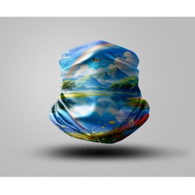 Resim Buffalo Dağ Tasarımlı Motorcu Buff Maske Outdoor Boyunluk Unisex Bandana 