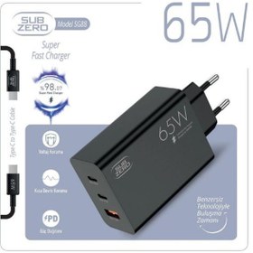Resim Subzero Sg88 65w Usb Pd Pd Girişli Süper Fast Type-c Şarj Aleti 
