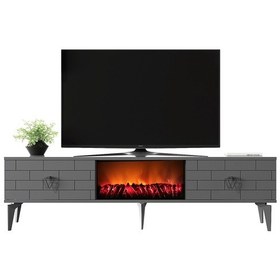 Resim Varna Tv Sehpası Şömineli Alt Modül Antrasit-antrasit 