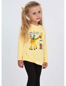 Resim Toontoy Kız Çocuk Zürafa Baskılı Sweatshirt Açık Sarı 